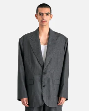 Acne Studios Juyliano Dry Pinstripe Suiting Jacket in Anthracite Grey