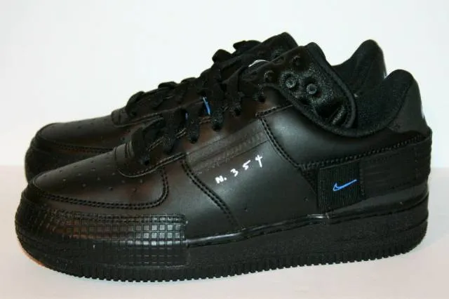 AUTHENTIC Nike Air Force 1 Type GS Black Photo Blue BQ47...