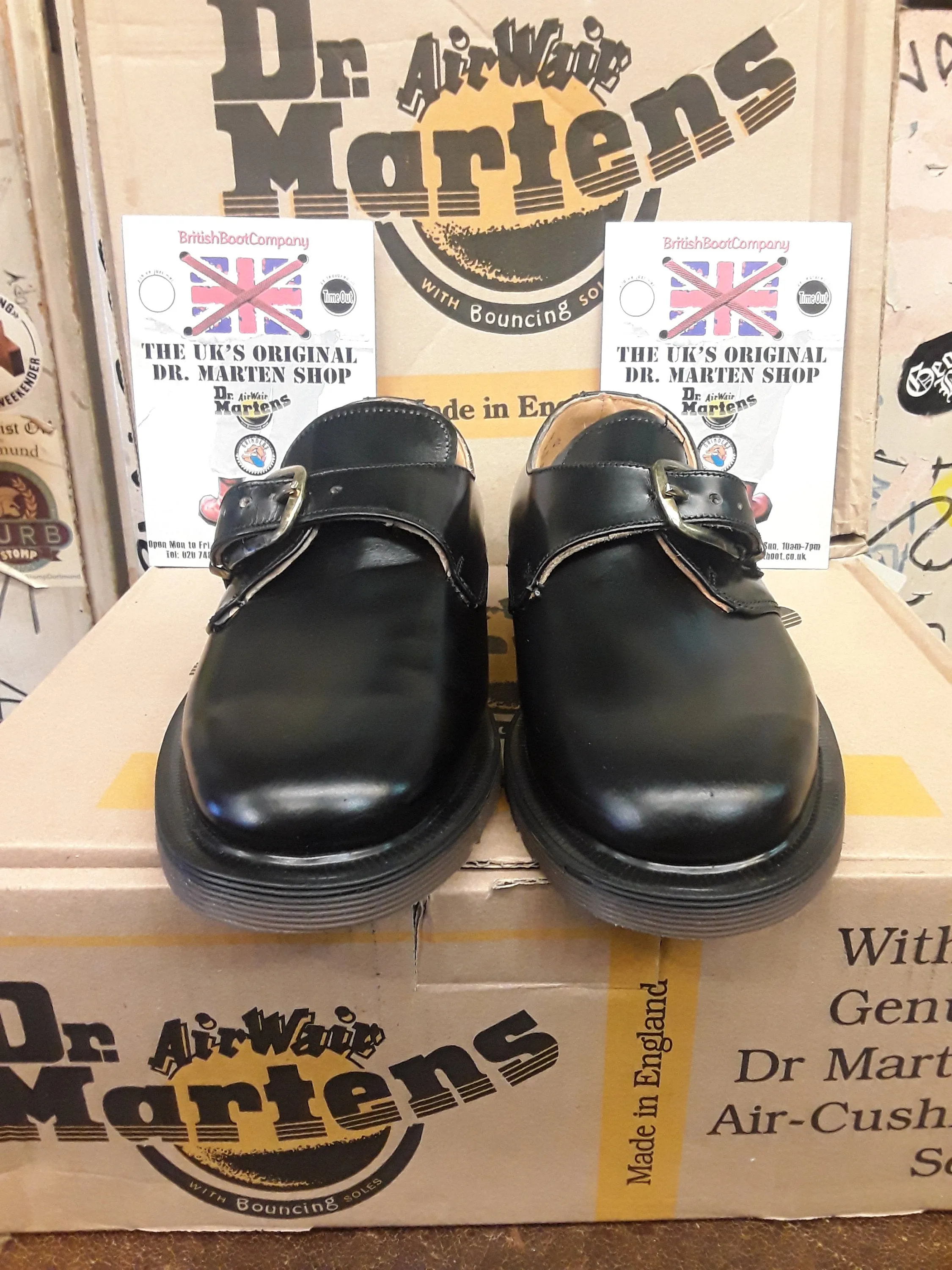 Blue Moon X Dr Martens Made in England Black Smooth Monk Shoe Size 4 1/2