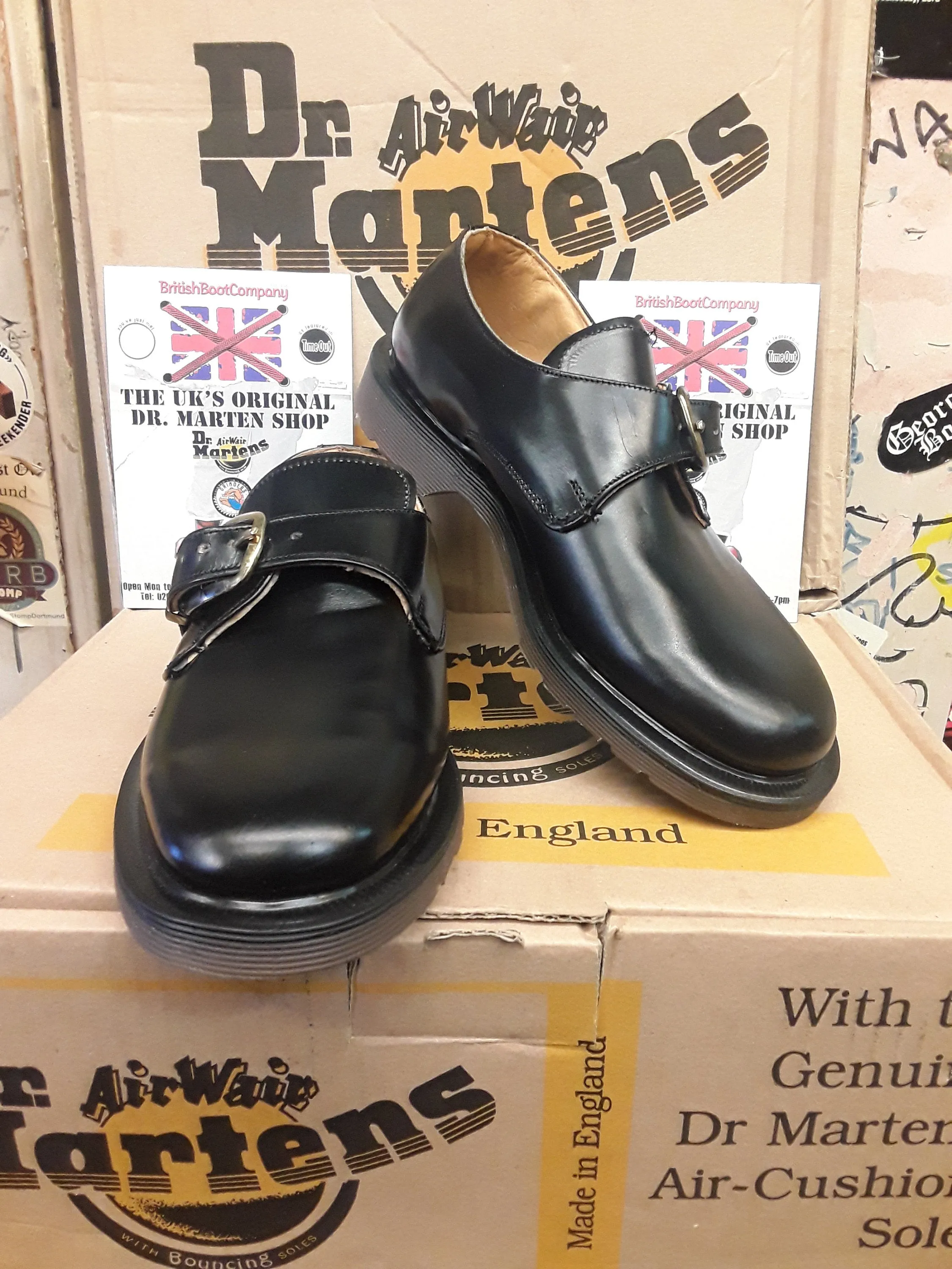 Blue Moon X Dr Martens Made in England Black Smooth Monk Shoe Size 4 1/2