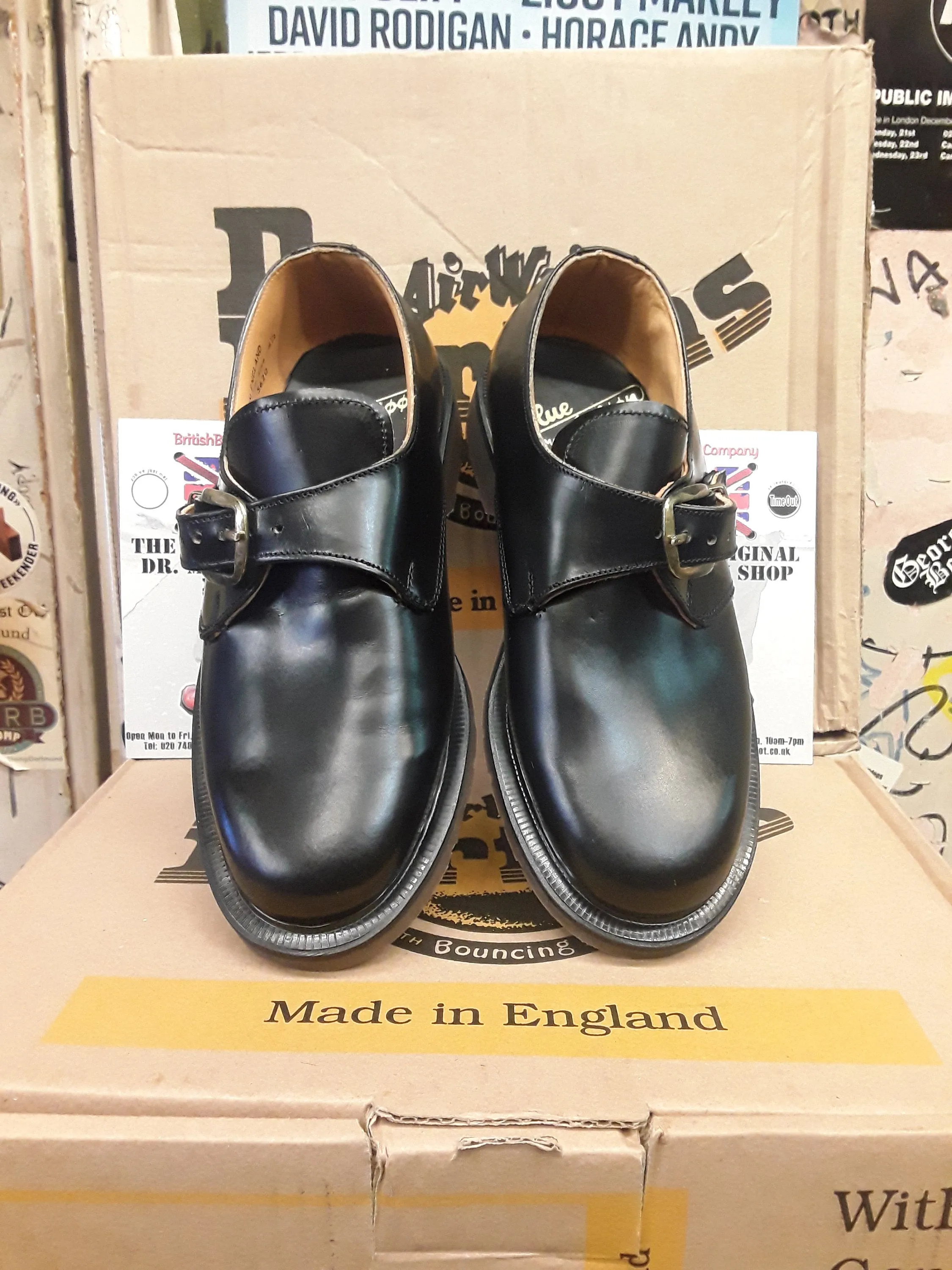 Blue Moon X Dr Martens Made in England Black Smooth Monk Shoe Size 4 1/2