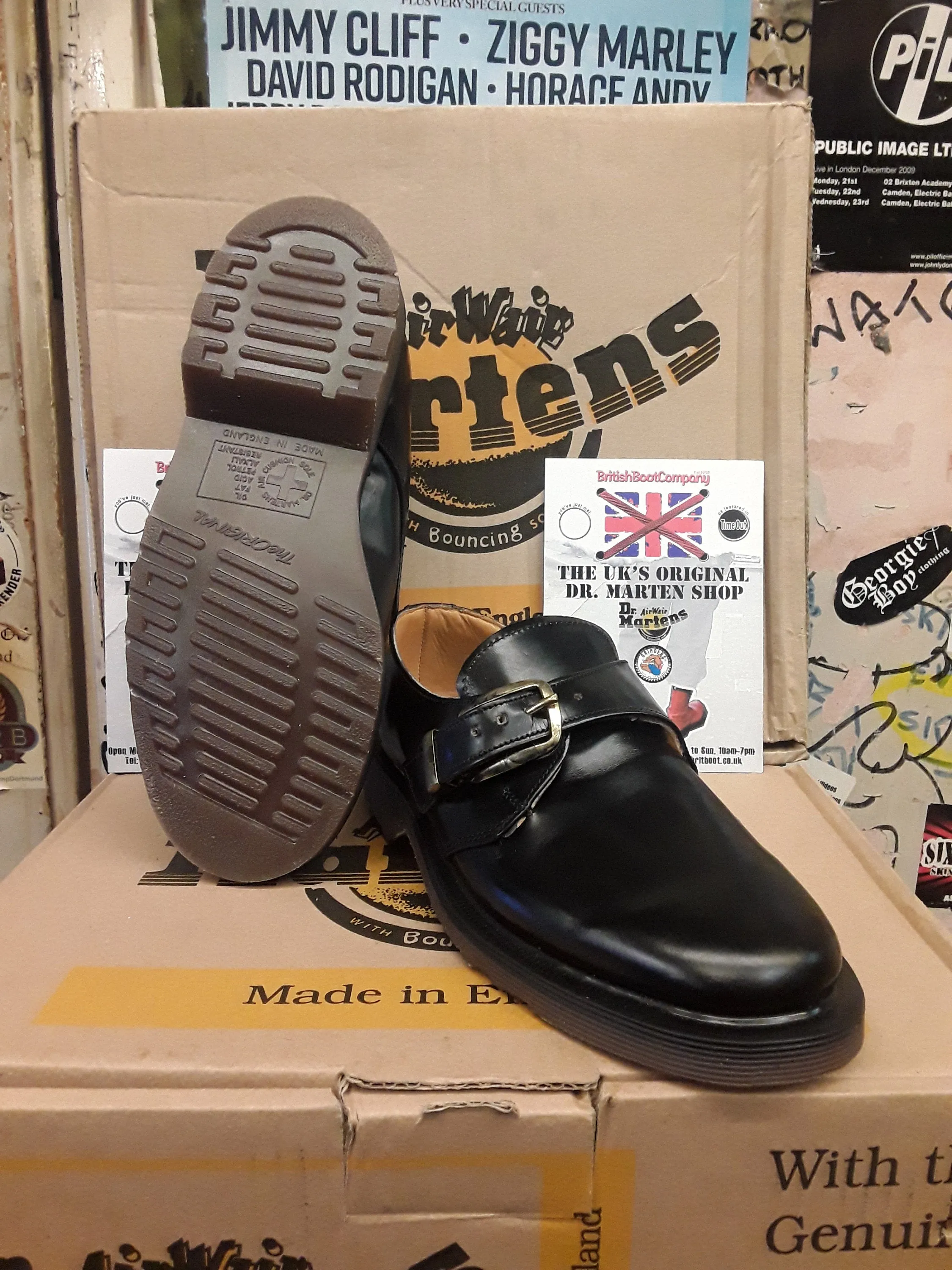 Blue Moon X Dr Martens Made in England Black Smooth Monk Shoe Size 4 1/2