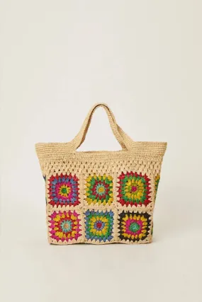 CARINA RAFFIA CROCHET TOTE