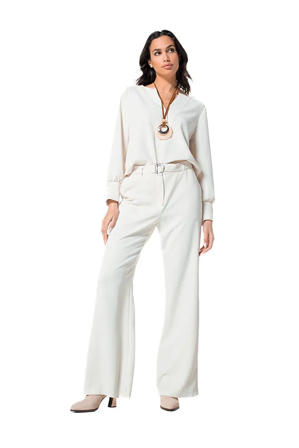 Caroline Biss ECRU STRAIGHT LOOSE TROUSERS