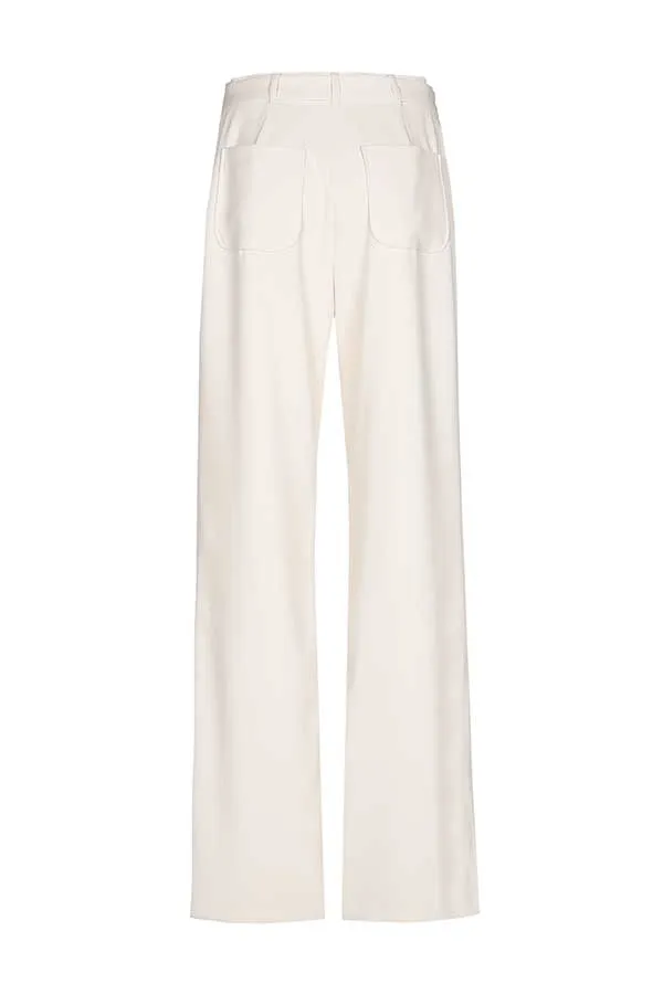 Caroline Biss ECRU STRAIGHT LOOSE TROUSERS