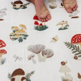 Clementine Kids - Cotton Muslin Crib Sheet - Mushrooms