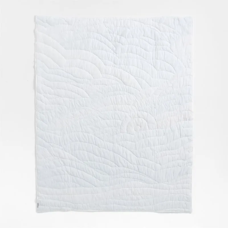 Crate&Barrel Cloud Embroidered Hand-Quilted Cotton Kids Twin Quilt