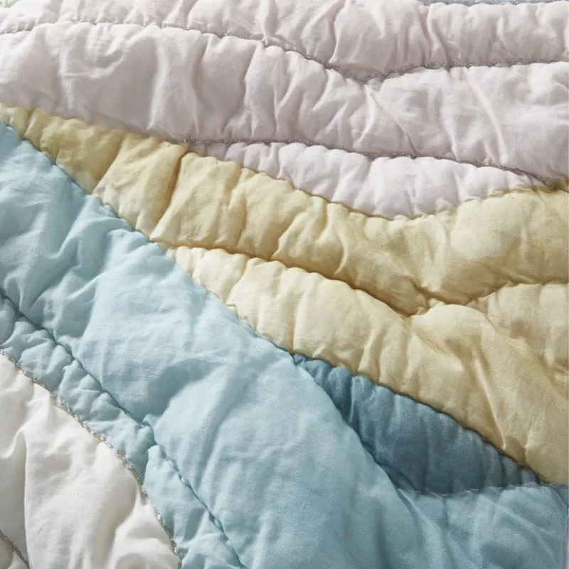 Crate&Barrel Cloud Embroidered Hand-Quilted Cotton Kids Twin Quilt