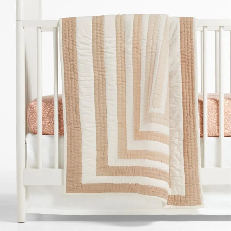 Crate&Barrel Faded Organic Clay Geometric Baby Crib Quilt by Leanne Ford