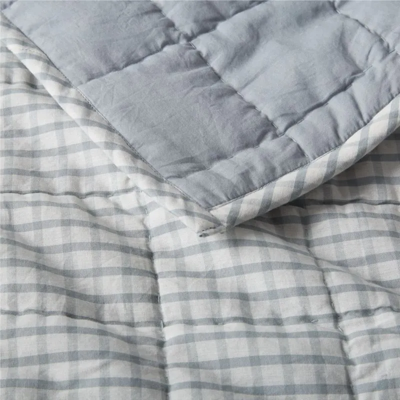 Crate&Barrel Kids Windowpane Plaid Cotton Twin Quilt