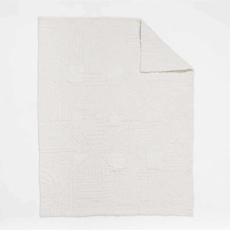 Crate&Barrel Shapes Hand-Quilted Organic Cotton Baby Crib Quilt by Leanne Ford