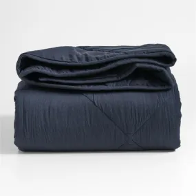 Crate&Barrel Supersoft Midnight Navy Blue Cotton Gauze Kids Twin Quilt