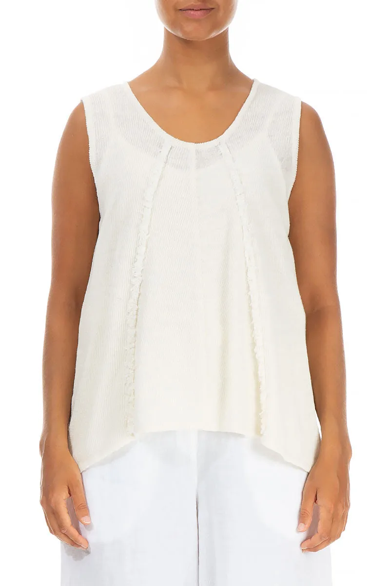 Decorated White Linen Vest