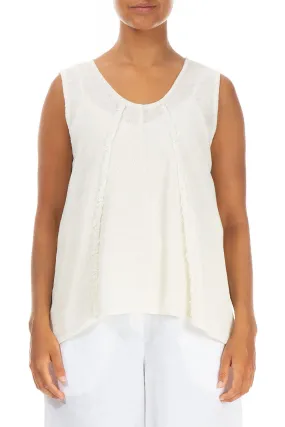 Decorated White Linen Vest