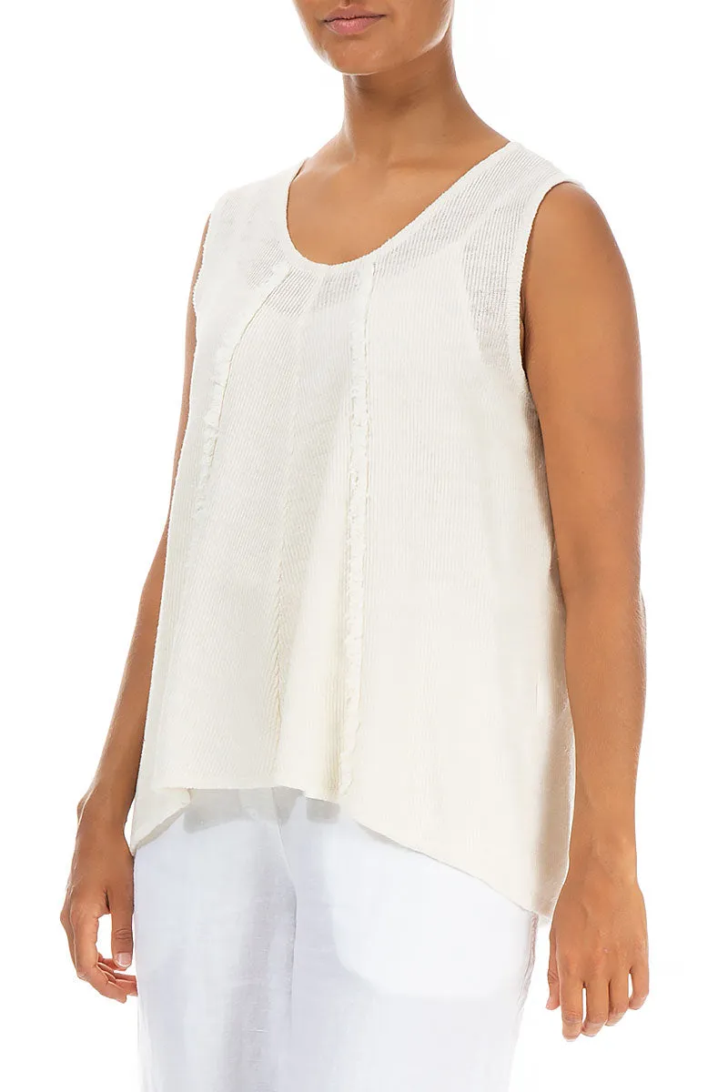 Decorated White Linen Vest