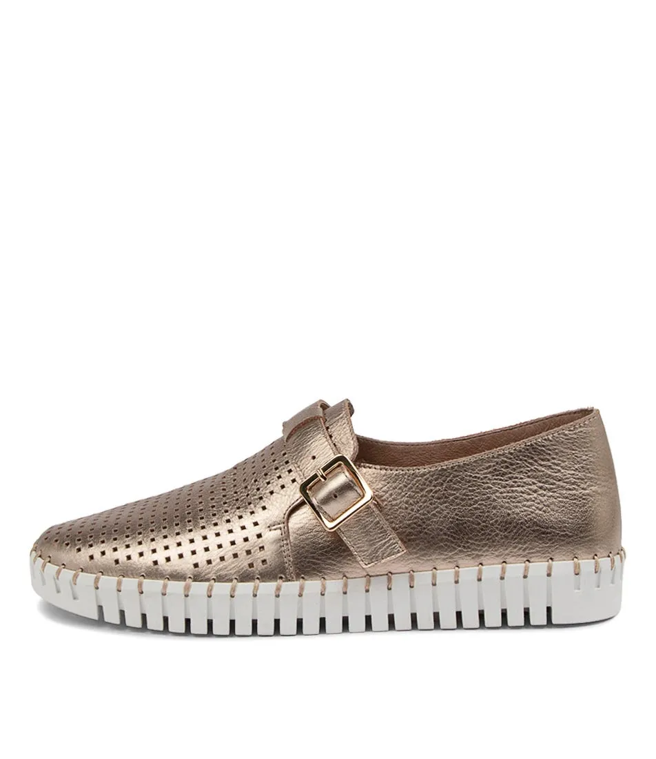 DJANGO & JULIETTE Hiro Champagne Leather Sneakers Ws