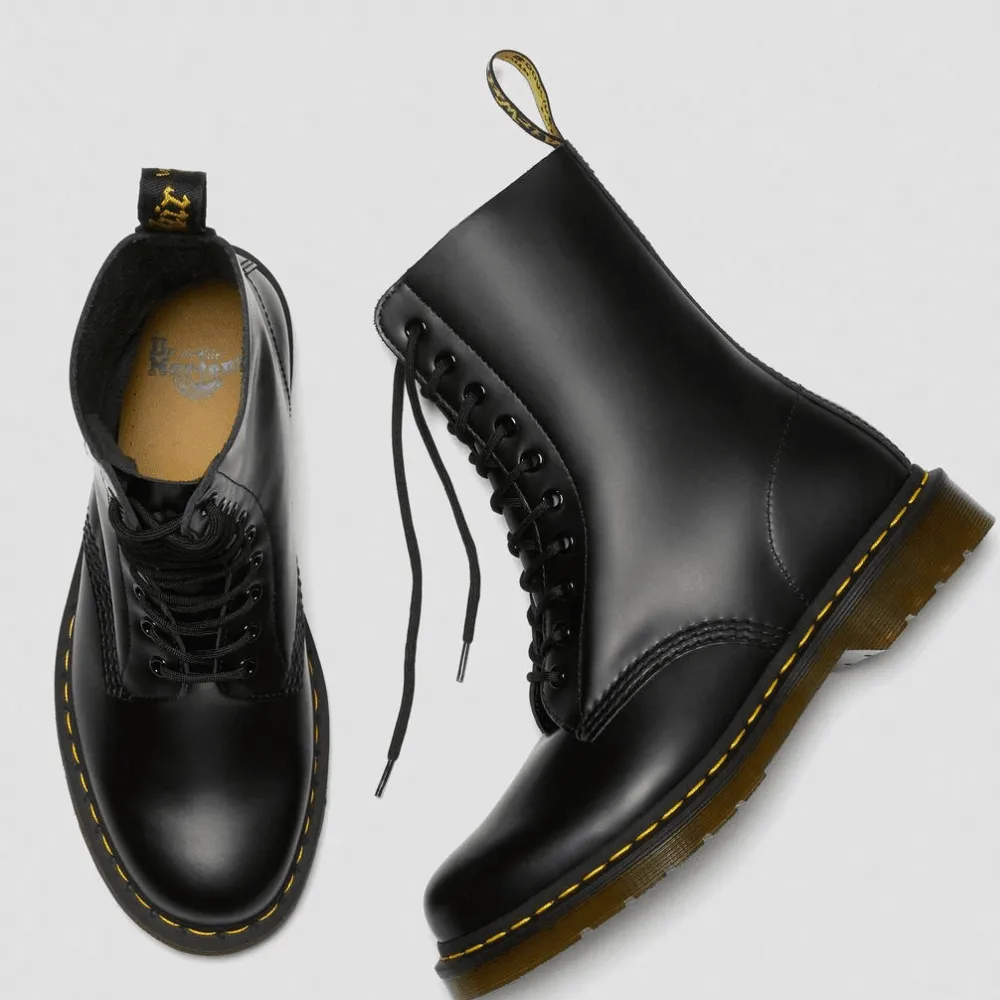 Dr Martens 1490 10 Eyelet Smooth Leather Mid Calf Boot - Black