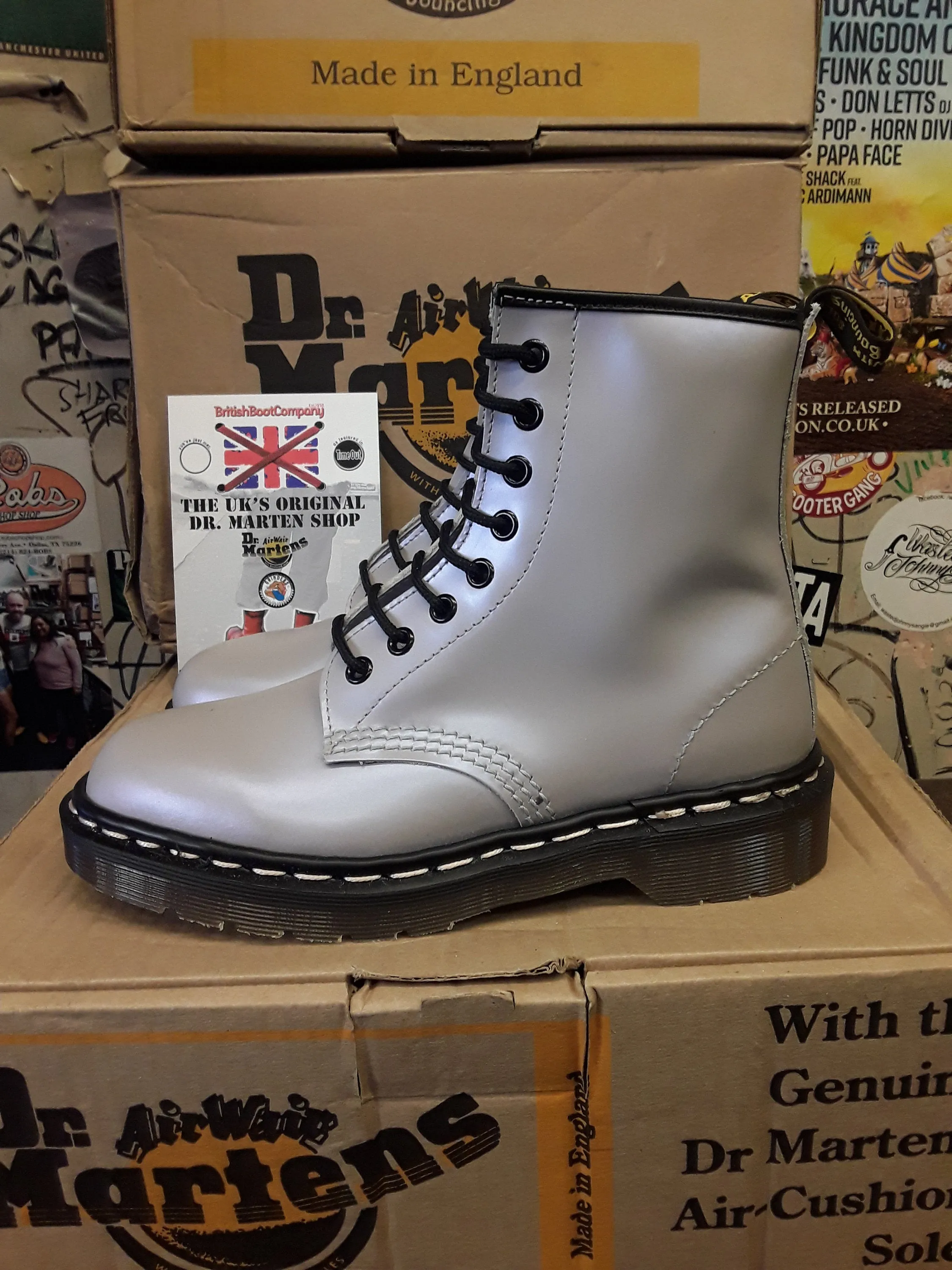 Dr Martens Made in England Lilac Gunmetal 8-Hole Size 4