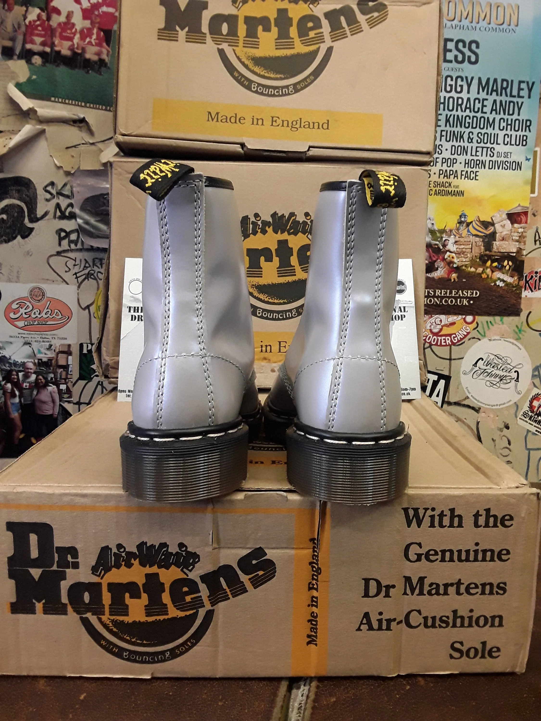 Dr Martens Made in England Lilac Gunmetal 8-Hole Size 4