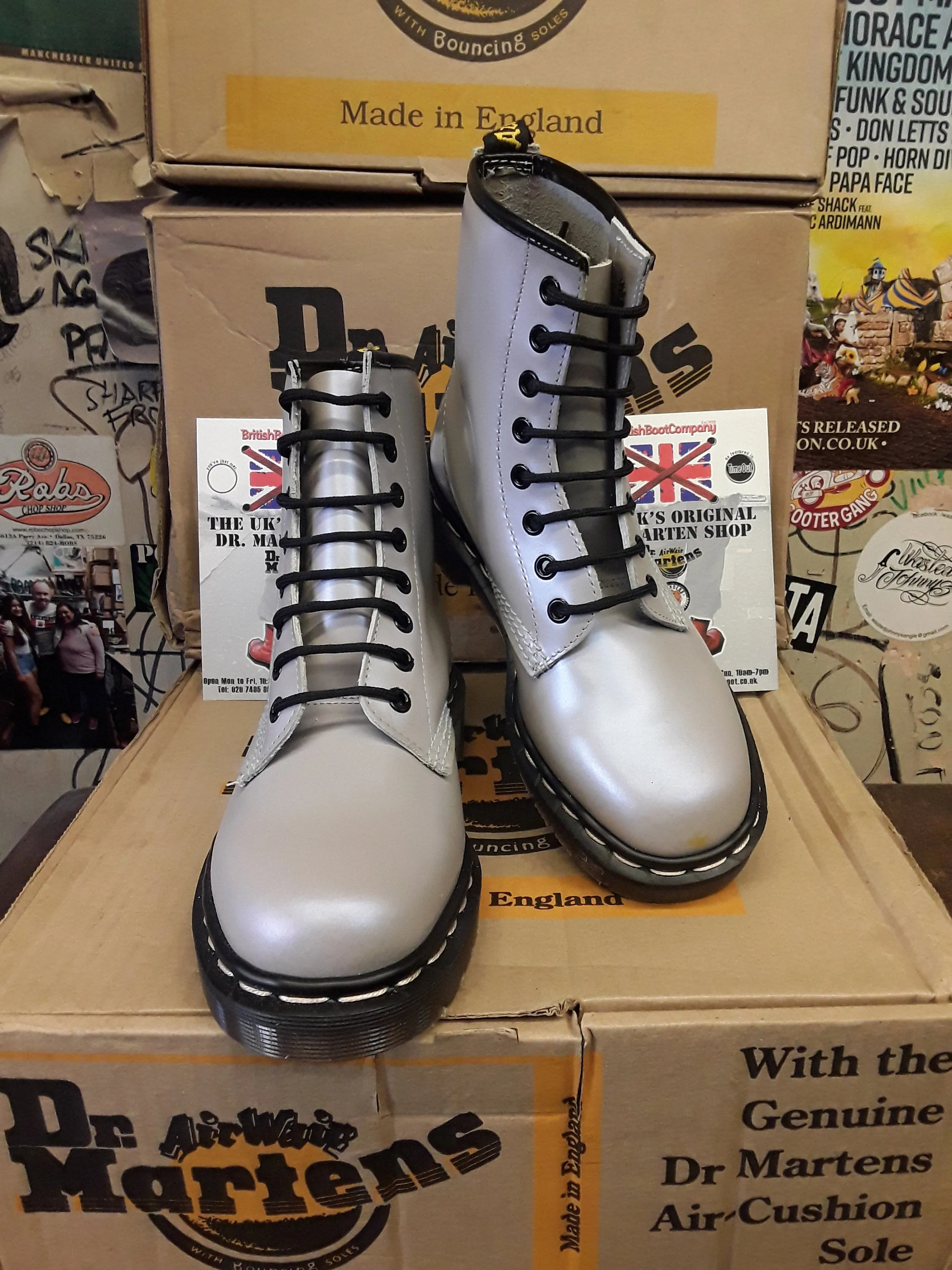 Dr Martens Made in England Lilac Gunmetal 8-Hole Size 4