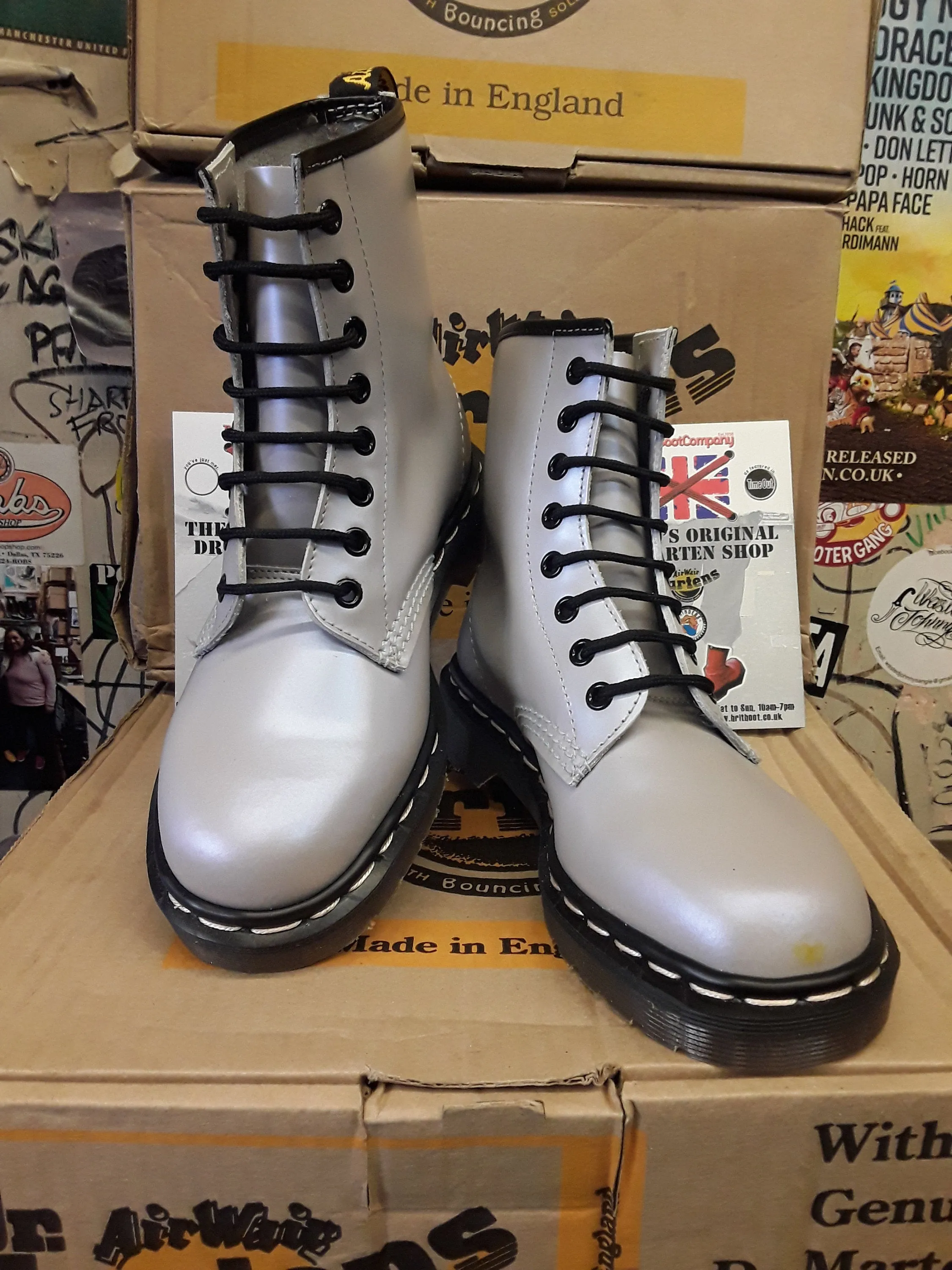 Dr Martens Made in England Lilac Gunmetal 8-Hole Size 4