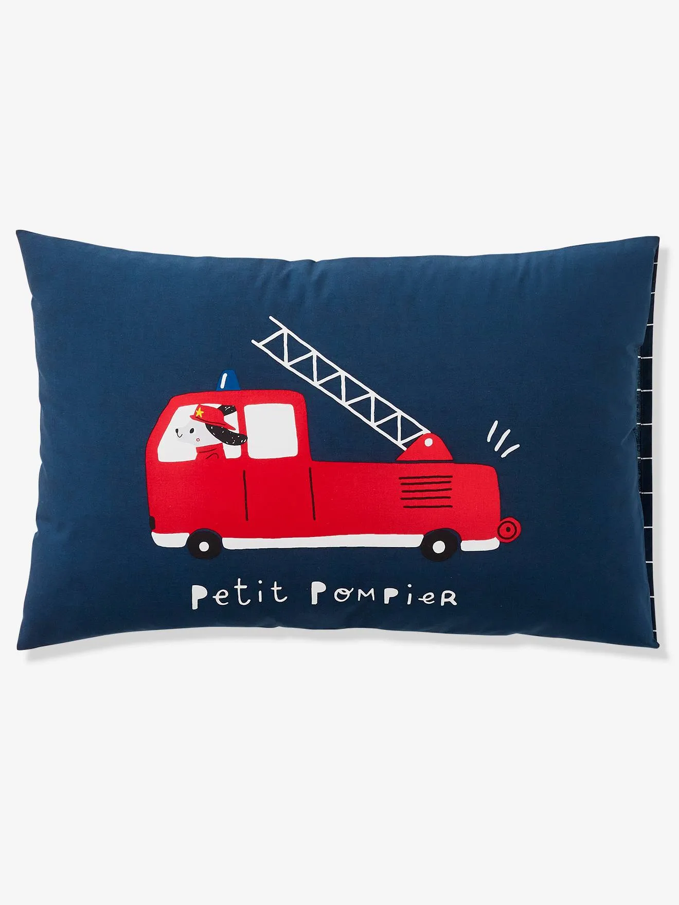 Duvet Cover + Pillowcase Set for Children, 'Petit Pompier' Theme - dark blue