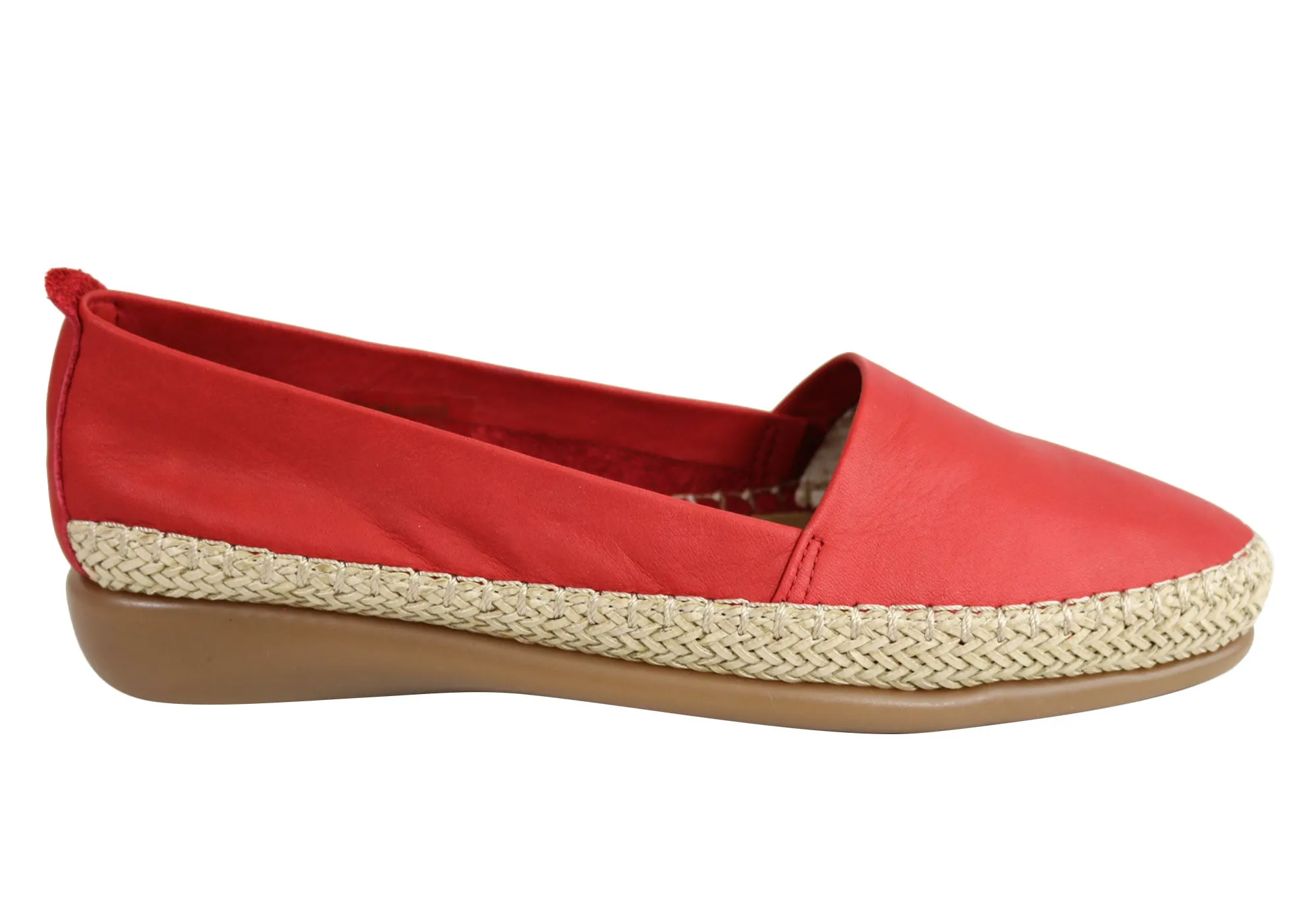 Flex & Go Womens Comfortable Espadrille Leather Flats Made In Portugal