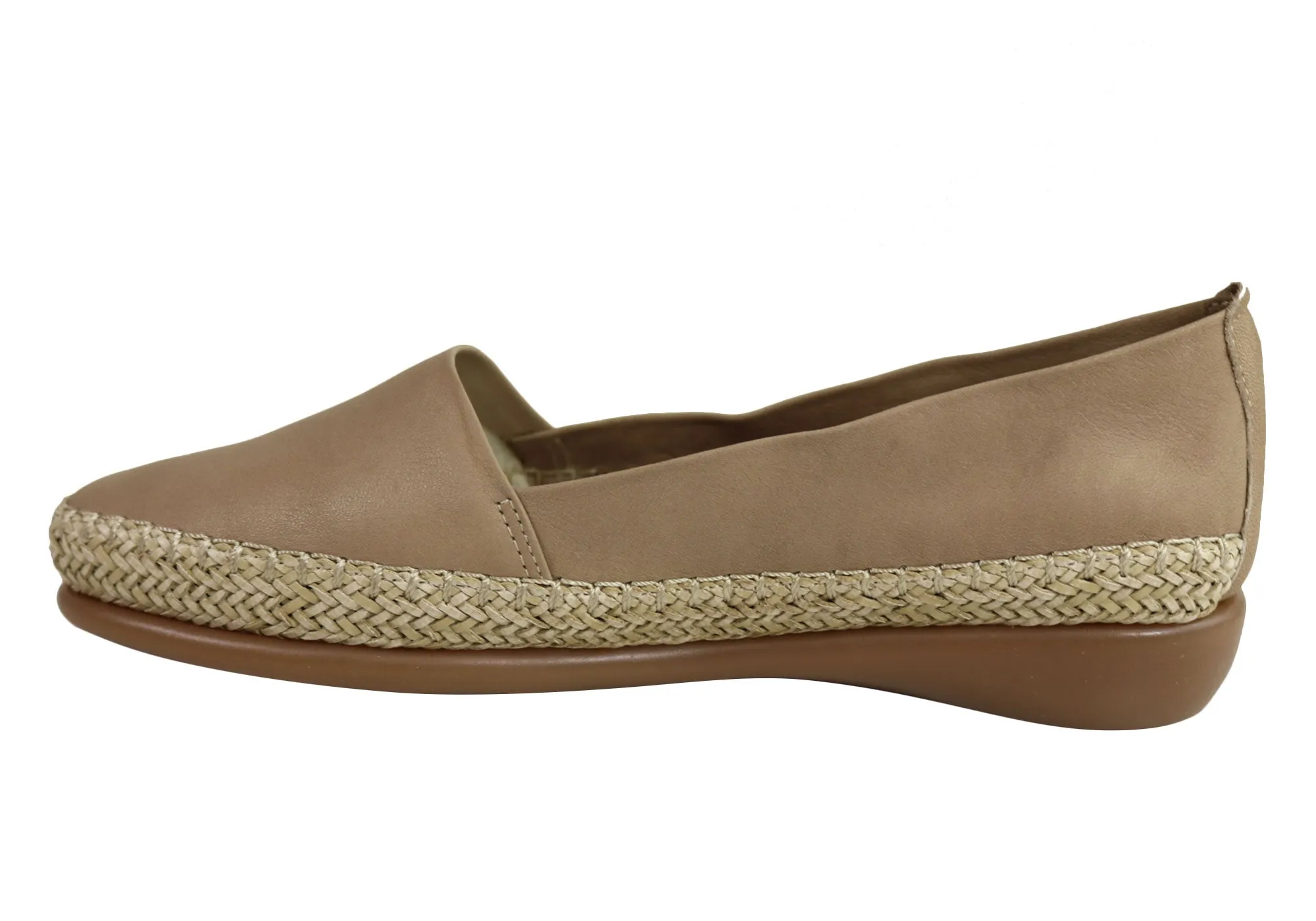 Flex & Go Womens Comfortable Espadrille Leather Flats Made In Portugal