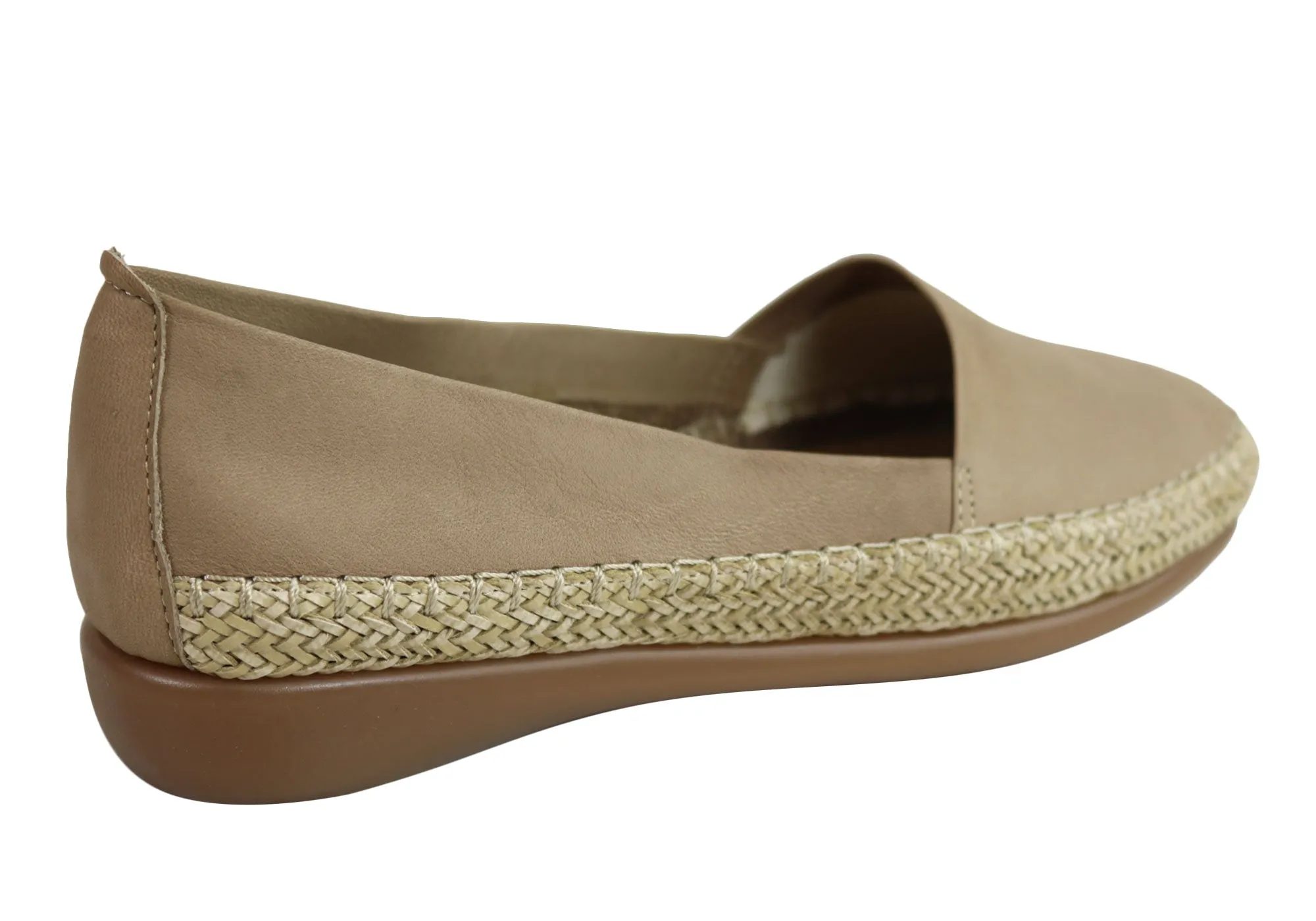 Flex & Go Womens Comfortable Espadrille Leather Flats Made In Portugal