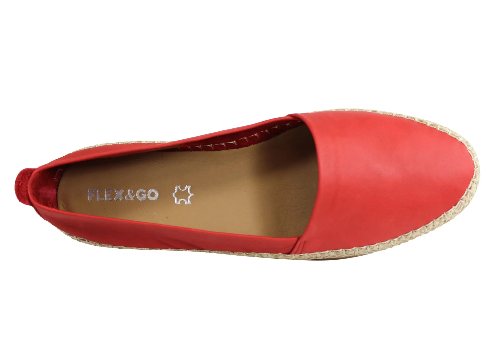 Flex & Go Womens Comfortable Espadrille Leather Flats Made In Portugal