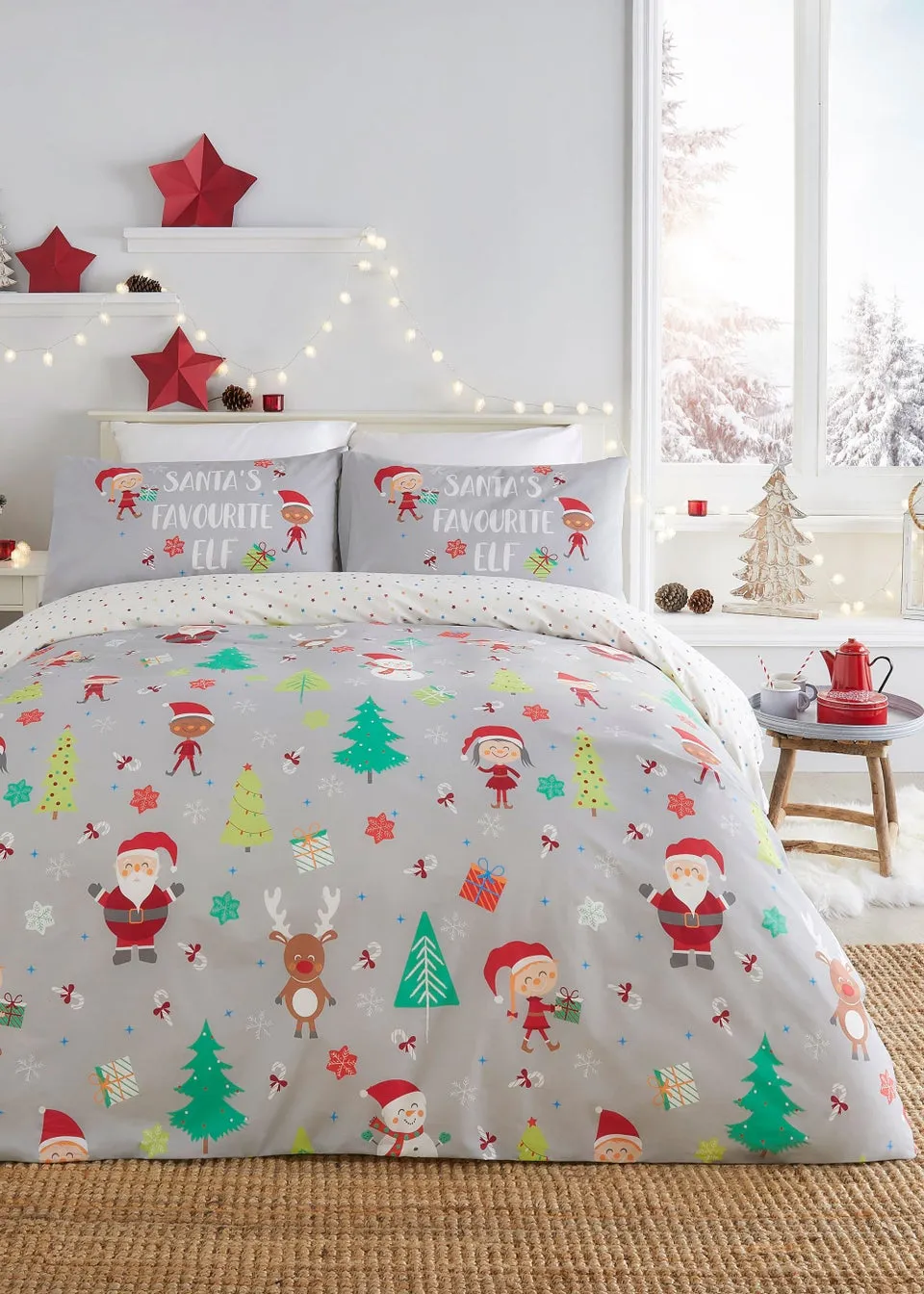 Fusion Christmas Elf & Santa Duvet Cover