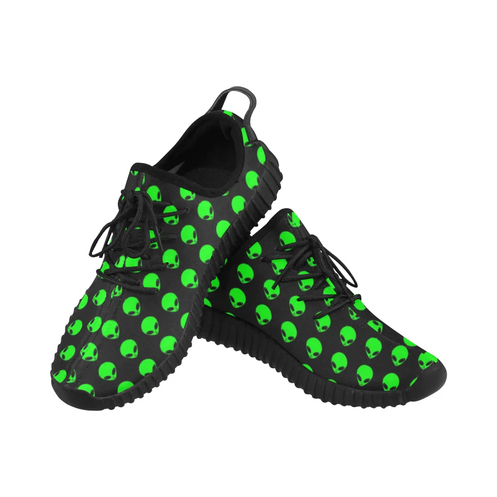 Green Alien Head Women's Breathable Woven Running Shoes