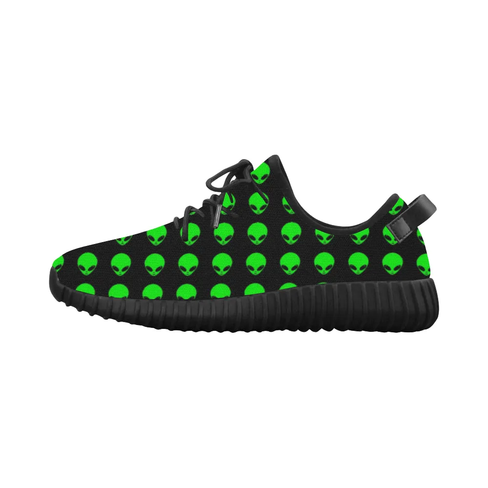 Green Alien Head Women's Breathable Woven Running Shoes