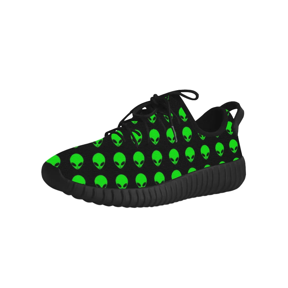 Green Alien Head Women's Breathable Woven Running Shoes