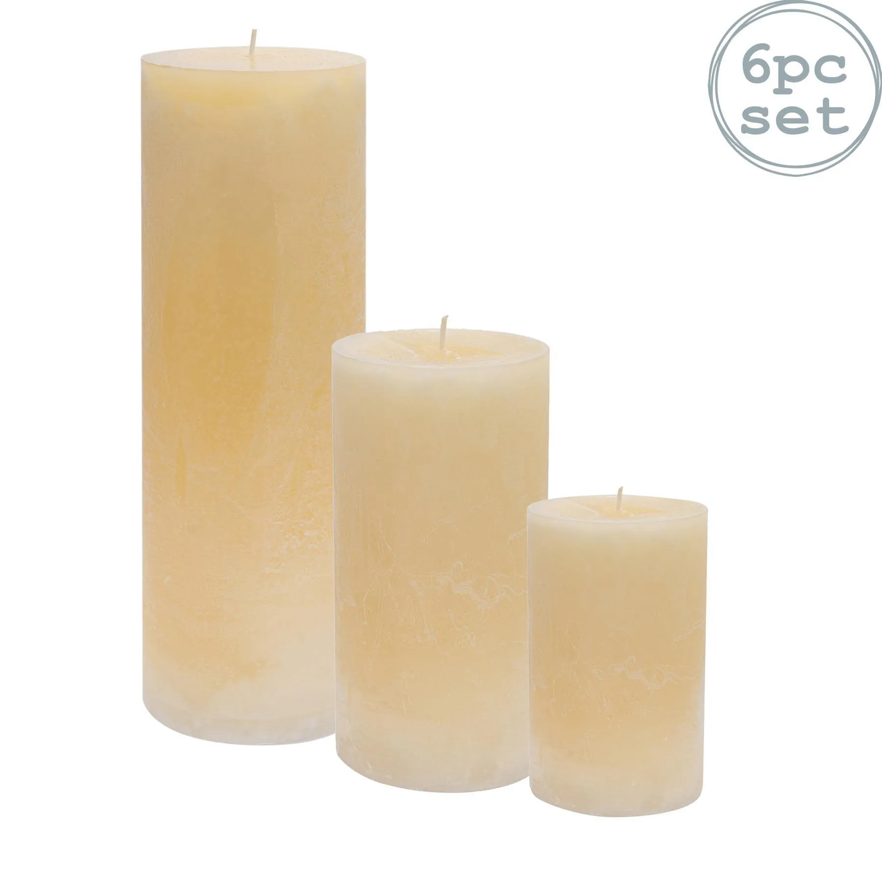 Home Fragrance | Round Vanilla Pillar Candles 3 Sizes Cream Pack of 3 | Nicola Spring