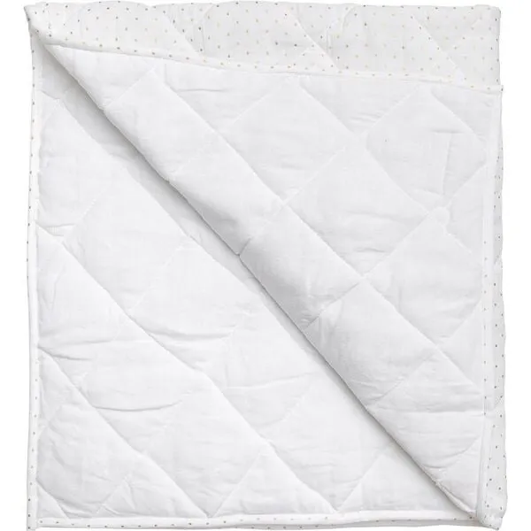 Louelle. Play Mat Quilt, Gold Spot & White Linen