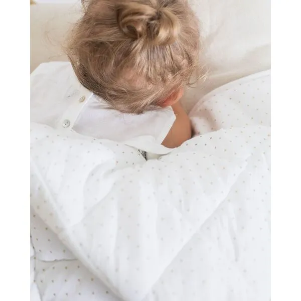 Louelle. Play Mat Quilt, Gold Spot & White Linen