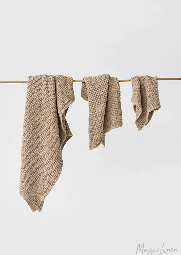 Magic Linen - Waffle Towels in Cinnamon, Light Grey, Dark Grey, or Beige