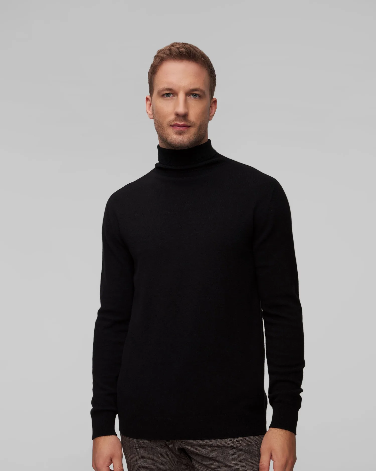 Men's black cashmere turtleneck Johnstons of Elgin KAI05417-sa0900