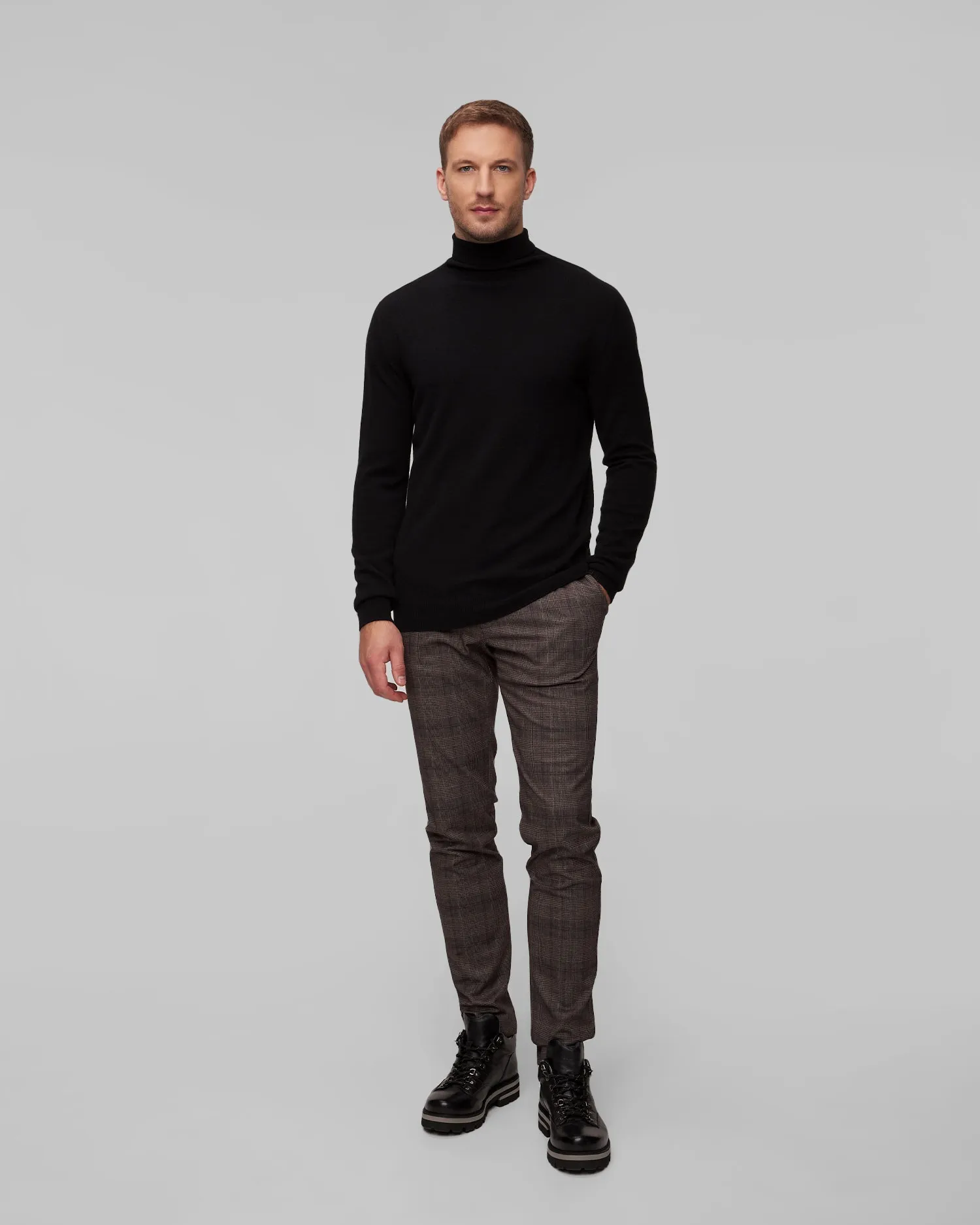 Men's black cashmere turtleneck Johnstons of Elgin KAI05417-sa0900