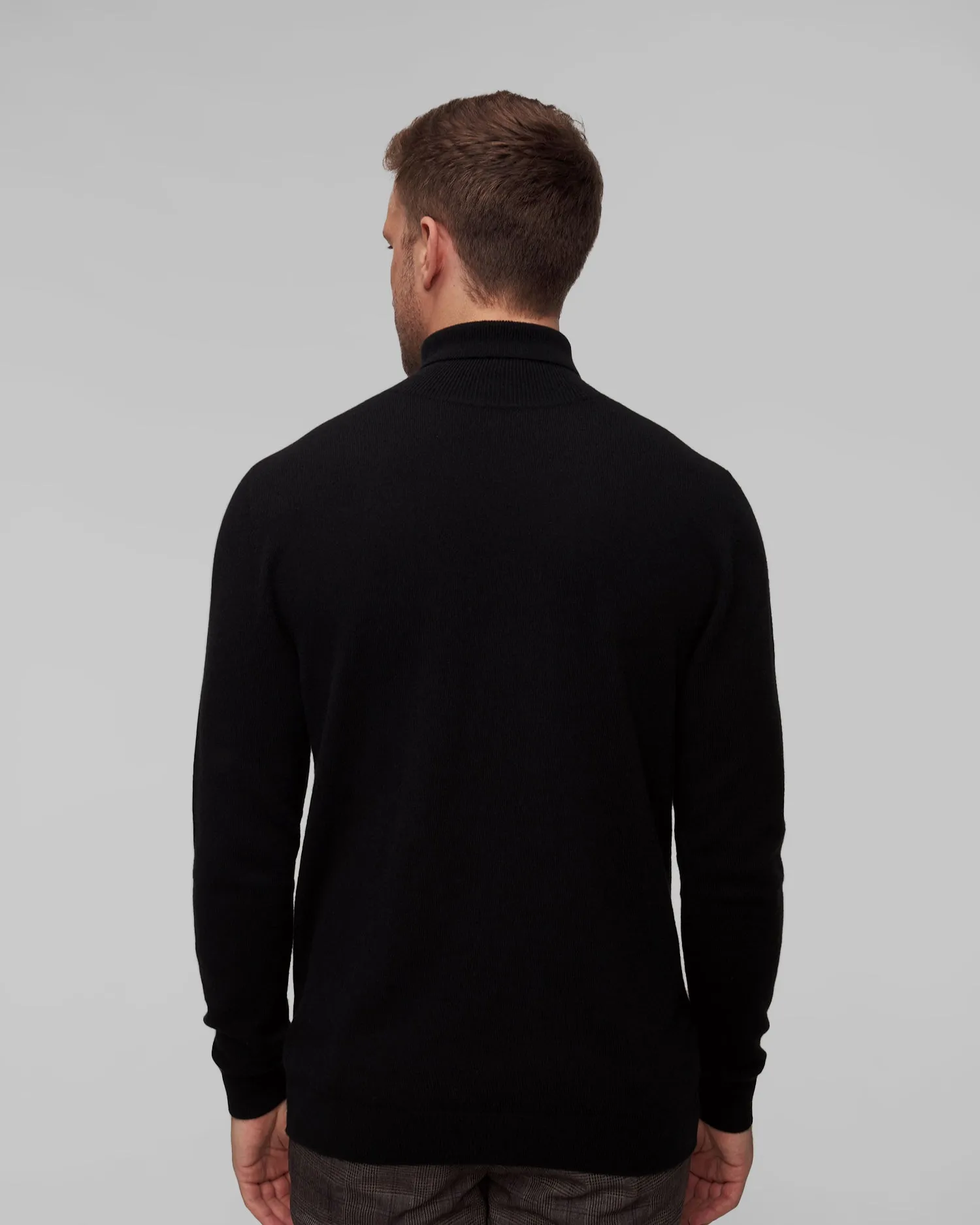 Men's black cashmere turtleneck Johnstons of Elgin KAI05417-sa0900