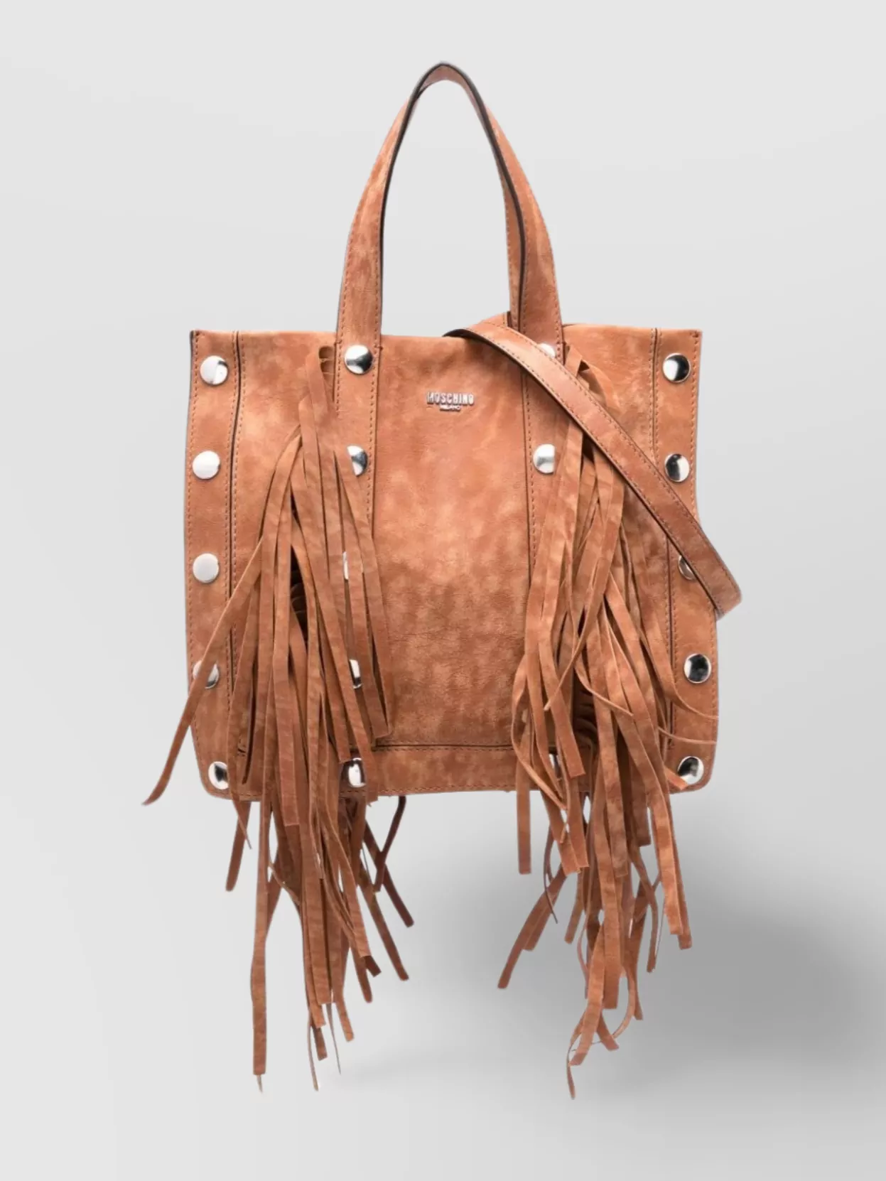 Moschino   Suede fringe shoulder bag hardware