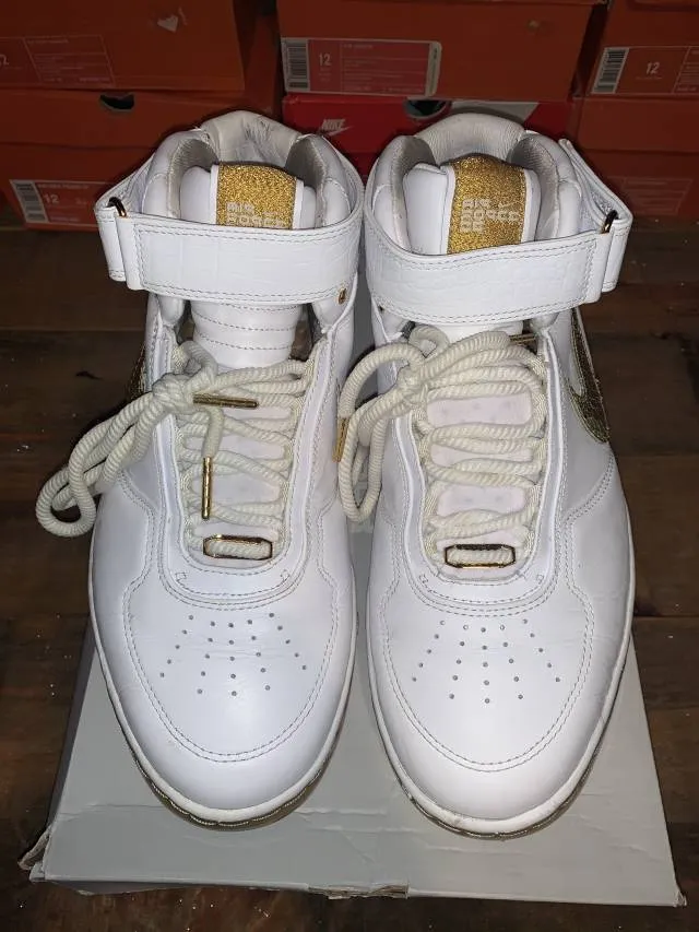 NIKE AIR FORCE 25 WHITE GOLD SIZE 11.5