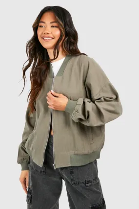 Oversized Twill Bomber Jacket