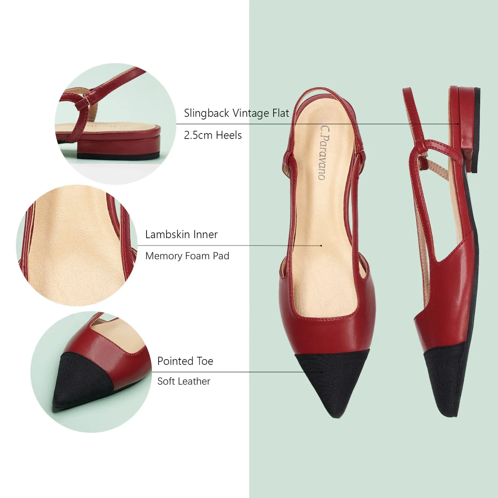 Pointed Toe Elegant Slingback Flats