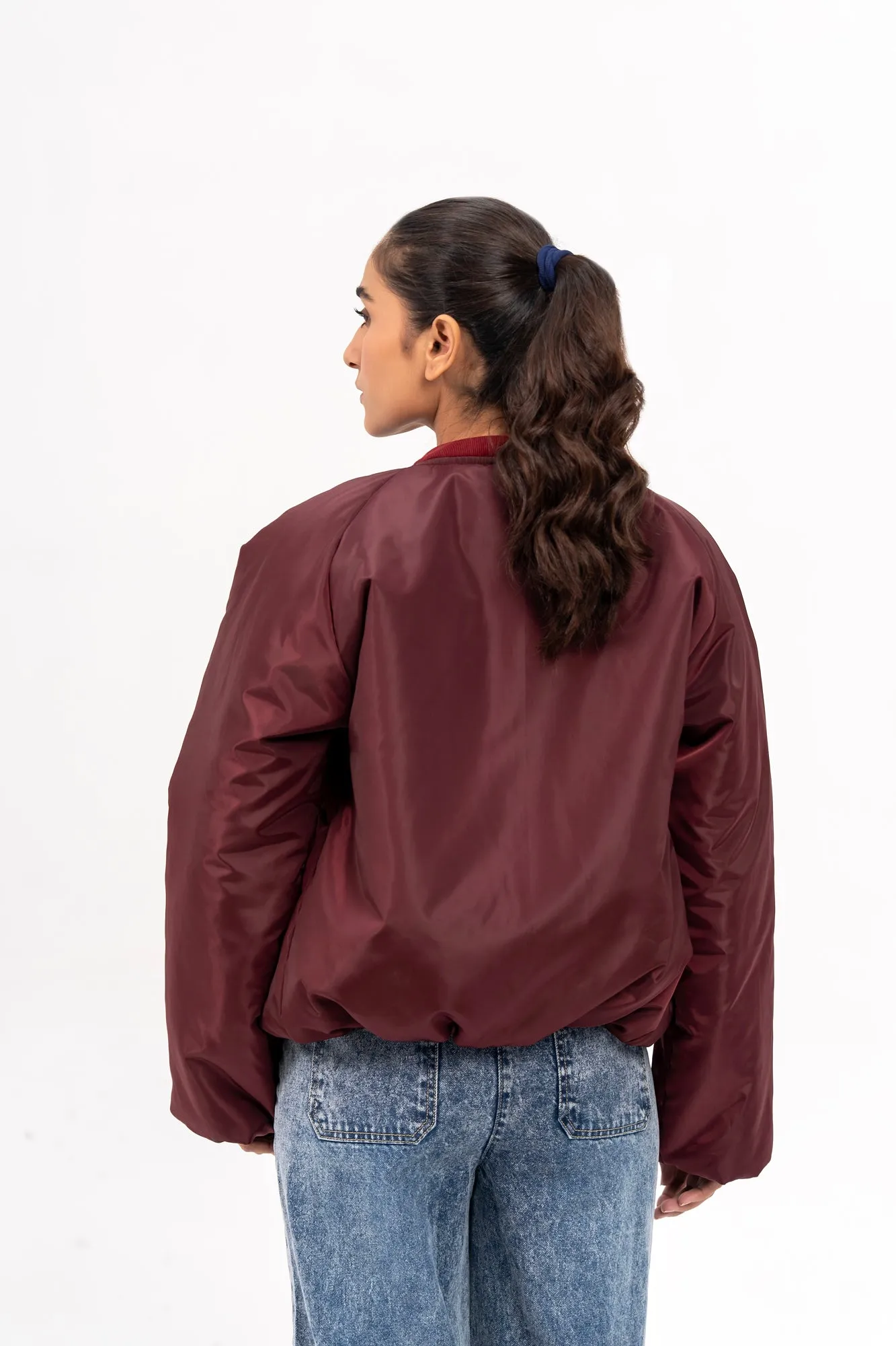 Puff Bomber Jacket - Maroon