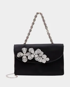 RHINESTONE FLOWER CROSSBODY BLACK