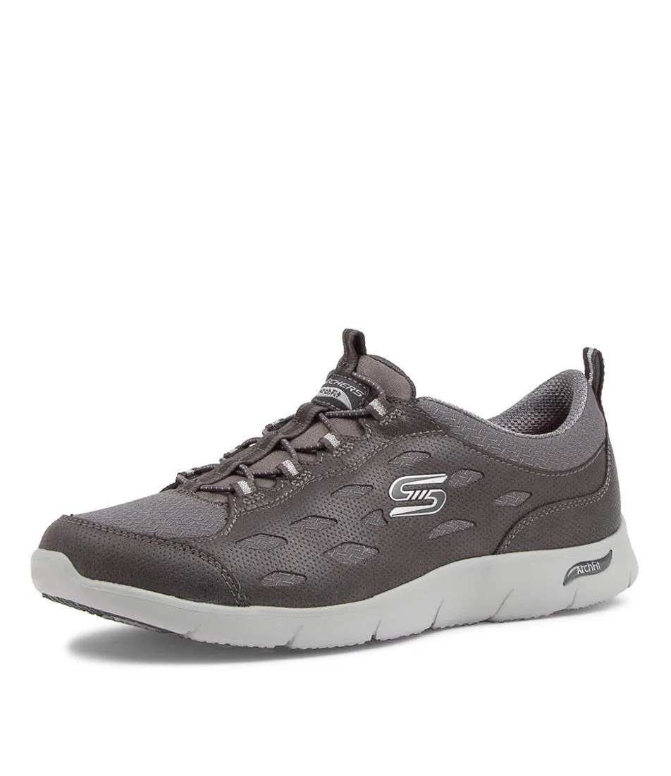 SKECHERS Arch Fit Refine Charcoal Smooth Sneakers