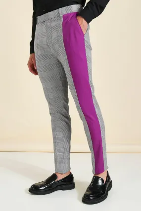 Skinny Check Spliced Suit Trousers