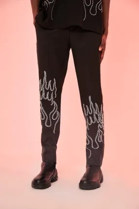 Skinny Flame Diamante Suit Trousers